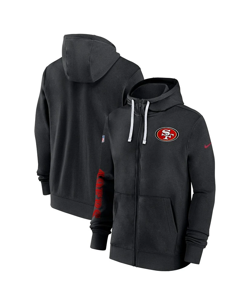 Nike Men's Black San Francisco 49ers 2024 Sideline Club Full-Zip Hoodie