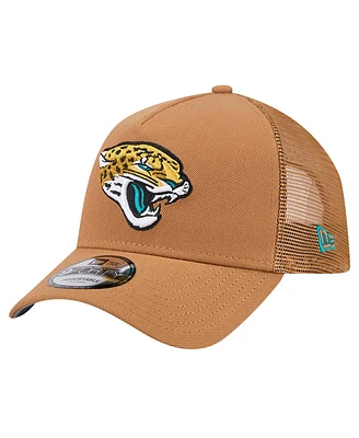 New Era Men's Brown Jacksonville Jaguars Color Pack A-Frame Trucker 9FORTY Adjustable Hat