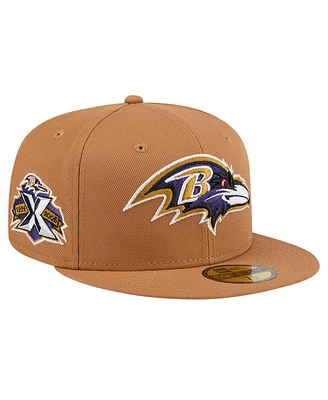 New Era Men's Tan Baltimore Ravens Color Pack 59FIFTY Fitted Hat with Side Patch