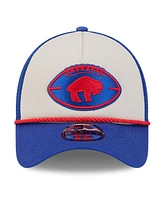 New Era Men's Stone/Royal Buffalo Bills 2024 Sideline Historic 9FORTY A-Frame Trucker Adjustable Hat