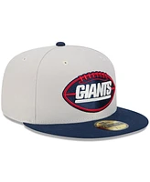 New Era Men's Stone/Navy York Giants 2024 Sideline Historic 59FIFTY Fitted Hat