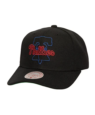 Mitchell & Ness Men's Black Philadelphia Phillies Neon Logo Pro Crown Adjustable Hat