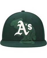 New Era Men's Green Oakland Athletics Shadow Logo 59FIFTY Fitted Hat