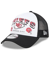 New Era Men's White/Black Kansas City Chiefs Retro Wordmark A-Frame 9FORTY Adjustable Hat