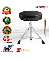 5 Core Drum Throne Comfortable Padded Guitar Stool Height Adjustable Music Dj Chair Heavy Duty Seat - Black