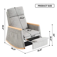 Comfortable Upholstered Rocking Chair with Solid Wood Base