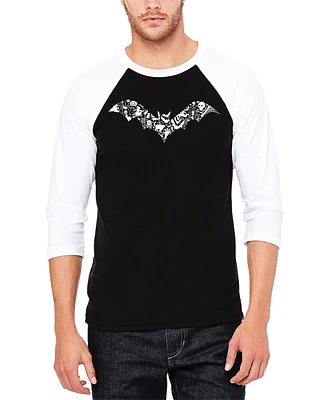 La Pop Art Men's Halloween Bat Raglan Baseball Word T-Shirt