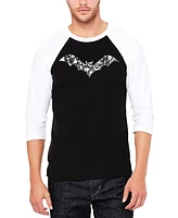 La Pop Art Men's Halloween Bat Raglan Baseball Word T-Shirt