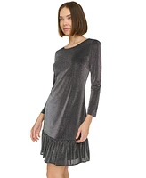 Tommy Hilfiger Women's Shimmer-Knit Ruffled-Hem Dress