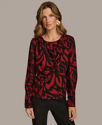 Donna Karan New York Women's Printed Drape-Front Top