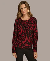 Donna Karan New York Women's Printed Drape-Front Top