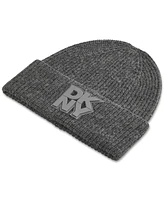 Dkny Women's Supersoft Ribbed Logo Patch Beanie