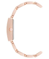 Anne Klein Women's Quartz Modern Rectangular Blush Enamel and Rose Gold-Tone Alloy Metal Watch, 21.5mm