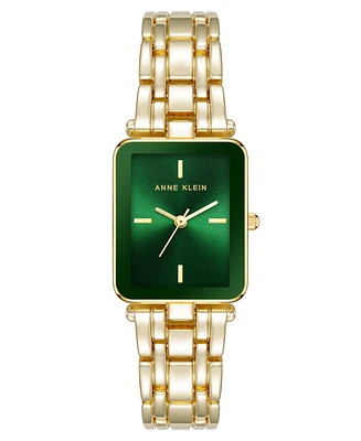 Anne Klein Women's Quartz Classic Rectangular Green and Gold-Tone Alloy Metal Watch, 22mm - Green/Gold