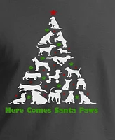 La Pop Art Men's Here Comes Santa Paws Word T-Shirt