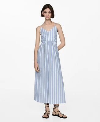 Mango Women's Cut-Out Back Striped Dress