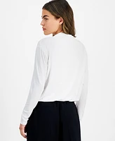 Bar Iii Petite Mock Neck Long-Sleeve Blouson Knit Top, Created for Macy's