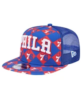 New Era Men's Royal Philadelphia 76ers Seeing Diamonds A-Frame Trucker 9FIFTY Snapback Hat