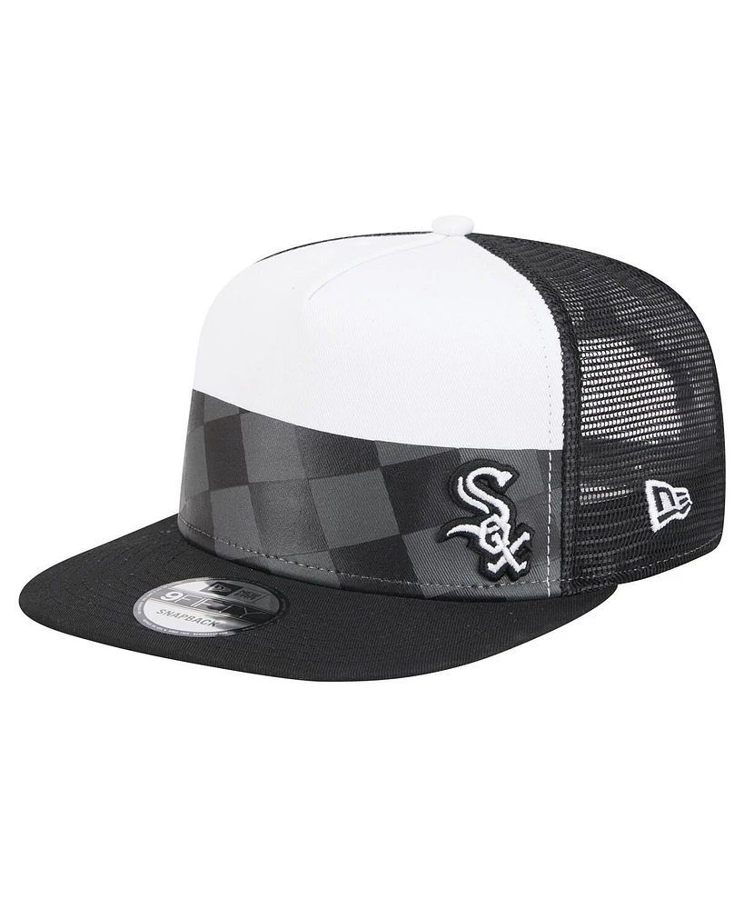 New Era Men's Black Chicago White Sox Checkmate Trucker 9FIFTY Snapback Hat