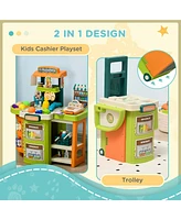 Streamdale Furniture Pretend Play Grocery Store with Scanner & Register