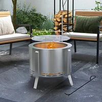 Streamdale Furniture 2-in-1 Wood Fire Pit and Bbq Grill