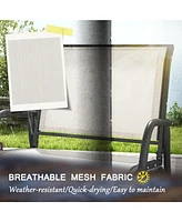 Metal Frame Porch Glider Set with Mesh Fabric and Curved Armrests
