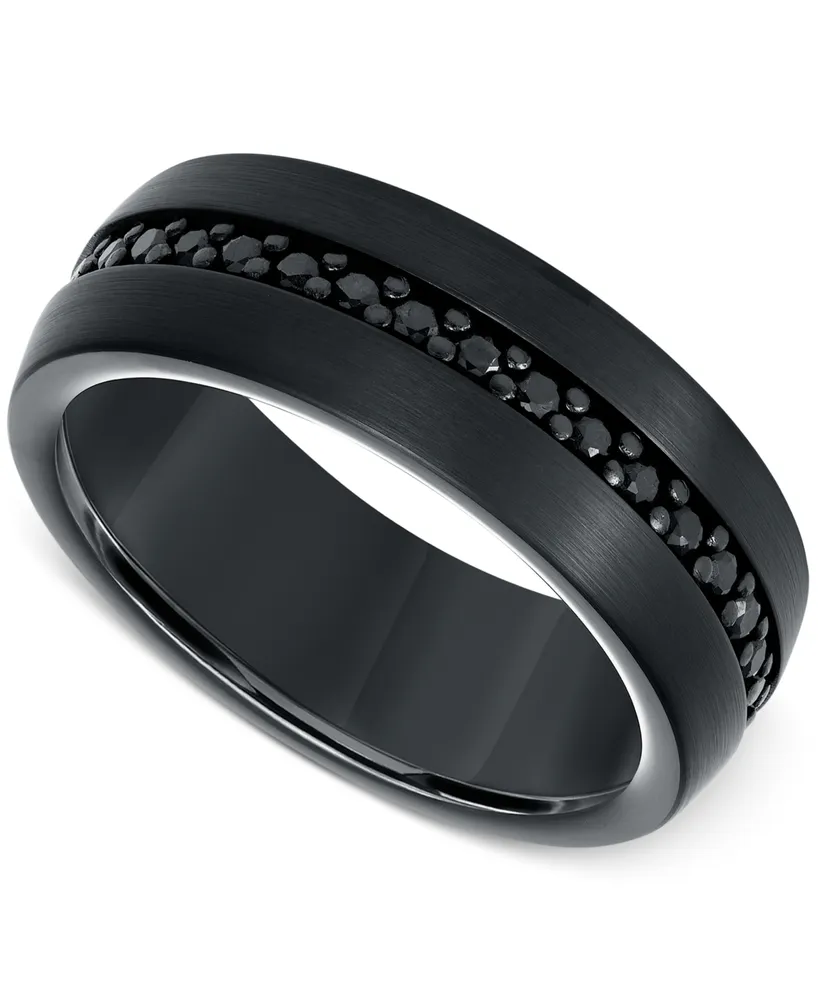 Men's Sapphire 8mm Band (9/10 ct. t.w.) Black Tungsten Carbide