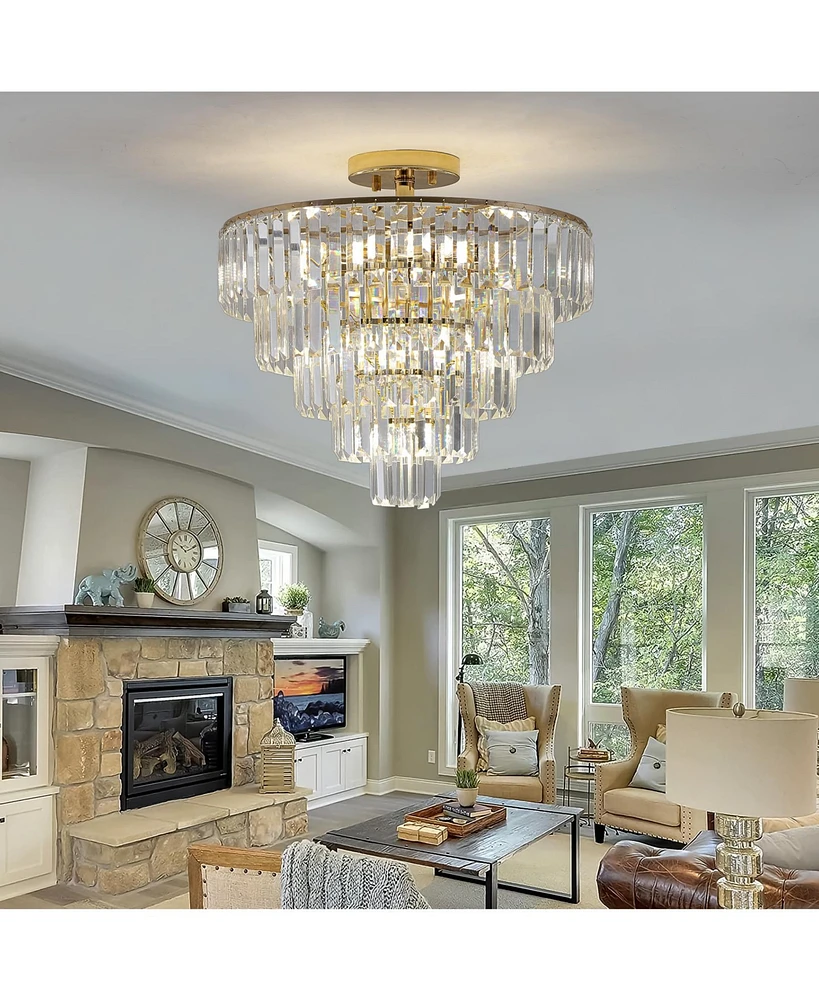 Simplie Fun 5-Tier Round Crystal Chandelier for Modern Home Decor