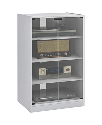 Streamdale Furniture Distressed White Media Cabinet with Adjustable Shelves