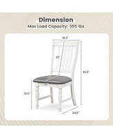 Skonyon Set of 2 Dining Chairs Kitchen Side Chair with Solid Wood Legs-White