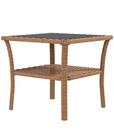 Streamdale Furniture Outdoor Rattan Side Table with Storage, Coffee Table, Sand