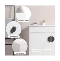 Streamdale Furniture 24" Modern Bathroom Vanity with Ceramic Basin, Storage Doors, Black Handles