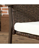 2-Piece Rattan Outdoor Dining Chairs with Cushions