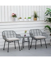 3-Piece Rattan Patio Set with Cushions