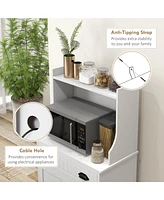 White Storage Cabinet with Adjustable Shelf and Cable Hole