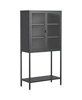 Heavy Duty Storage Cabinet with Glass Doors and Shelves