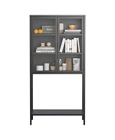 Streamdale Furniture Heavy Duty Storage Cabinet with Glass Doors and Shelves