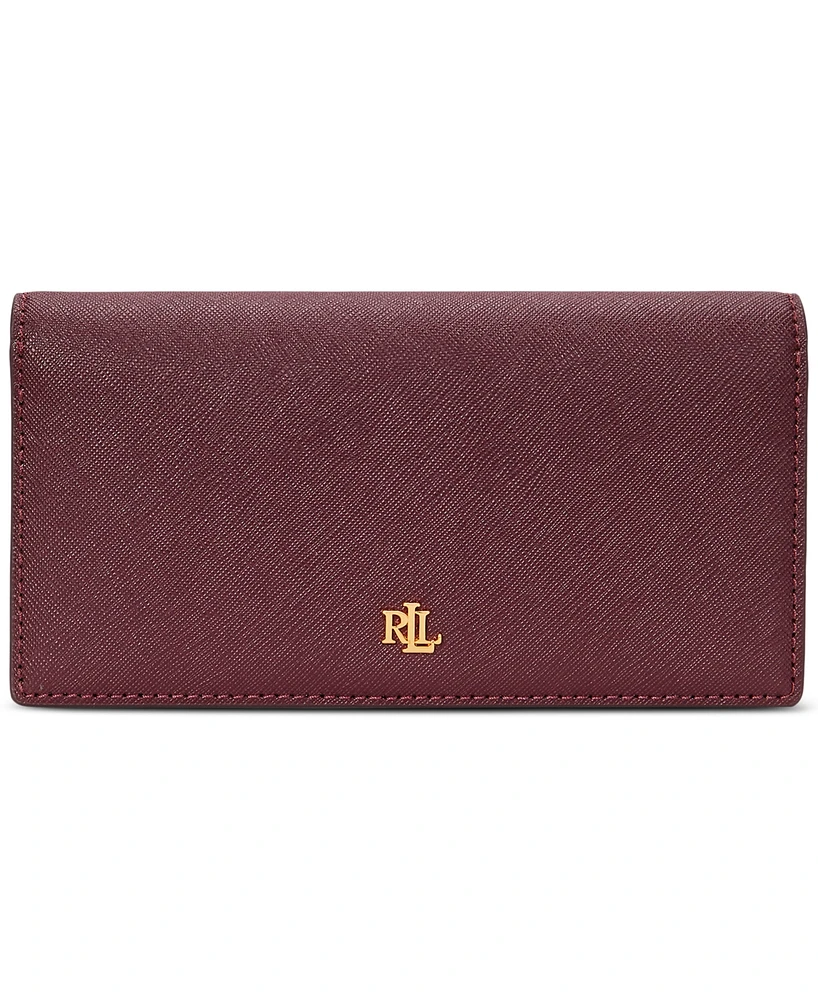 Women's Crosshatch Leather Slim Snapped-Closure Wallet