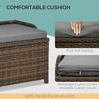 Streamdale Furniture Outdoor Rattan Storage Bench with Waterproof Bag and Cushion