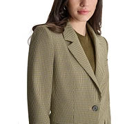 Dkny Petite Printed Double-Button Notched-Collar Blazer