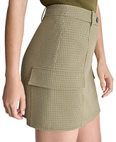 Dkny Petite Printed Button-Front Cargo Mini Skirt