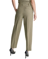 Dkny Petite Printed High Rise Paper-Bag-Waist Pants