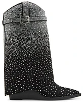 Madden Girl Joe Rhinestone Cuffed Wedge Western Dress Booties