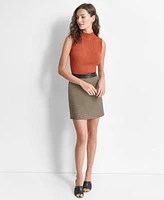 Dkny Women's Faux-Leather-Trim Mini Skirt