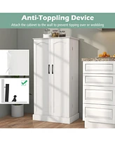 Skonyon Freestanding Buffet Cupboards Sideboard with 2 Doors and Anti-Tipping Devices-White