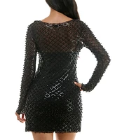 City Studios Juniors' Illusion Pearl-Sequin Mini Dress