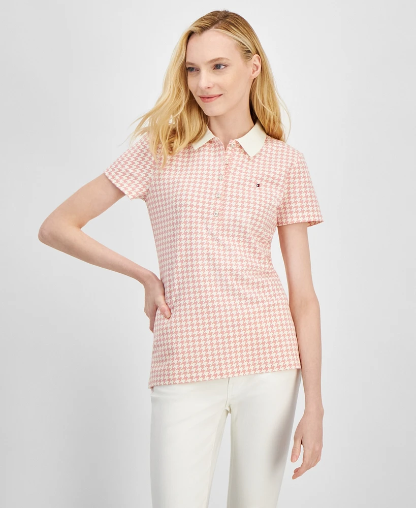 Tommy Hilfiger Women's Houndstooth-Print Collared Top