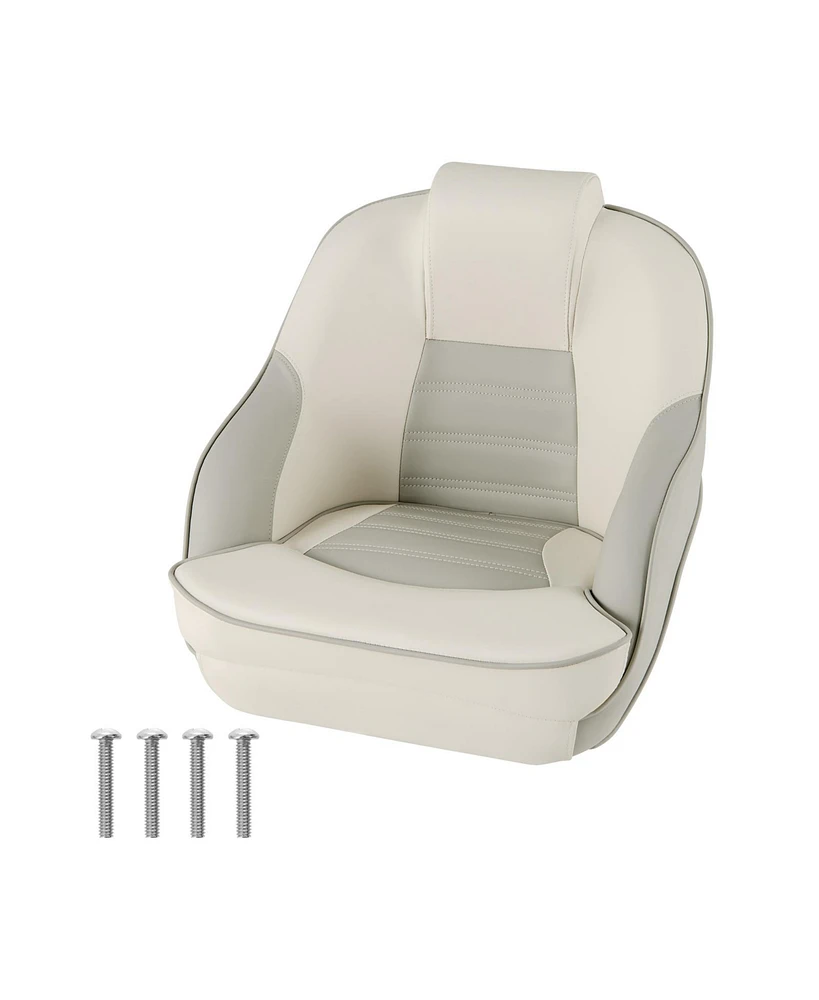 Vebreda Captain Bucket Seat with Waterproof Pvc Leather for Boat Sightseeing-White