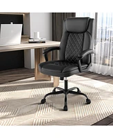 Vebreda High Back Ergonomic Executive Chair with Thick Headrest Cushion-Black
