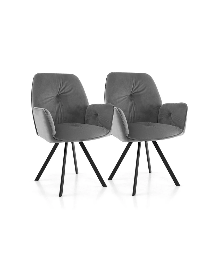 Sugift Set of 2 Swivel Accent Arm Chairs with Metal Legs and Wide Back